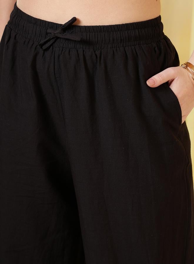 رو كولكشن بنطال بأرجل واسعة وحافة مطرزة للنساء - Image 5